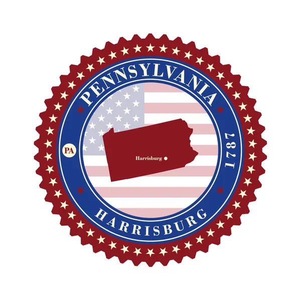 Наклейки на этикетки штата Пенсильвания США — стоковый вектор