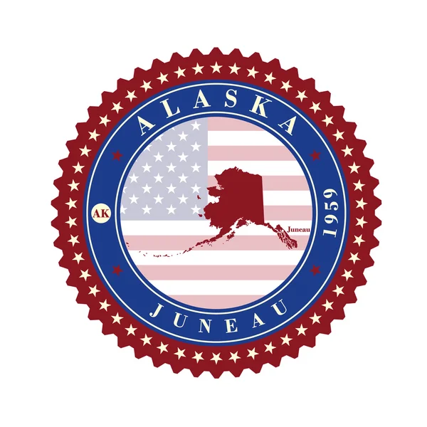 Tarjetas adhesivas de etiqueta de State Alaska USA . — Archivo Imágenes Vectoriales