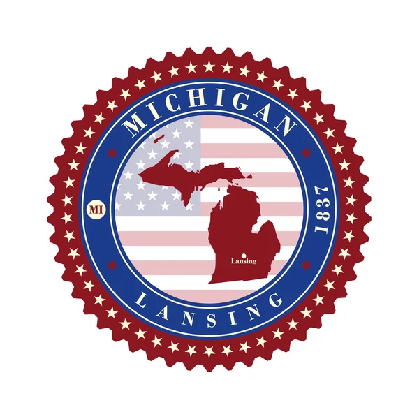 Etichetta adesivi carte di Stato Michigan USA — Vettoriale Stock