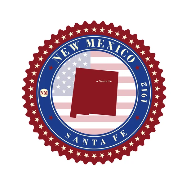 Štítek nálepky karet státu Nové Mexiko Usa. — Stockový vektor