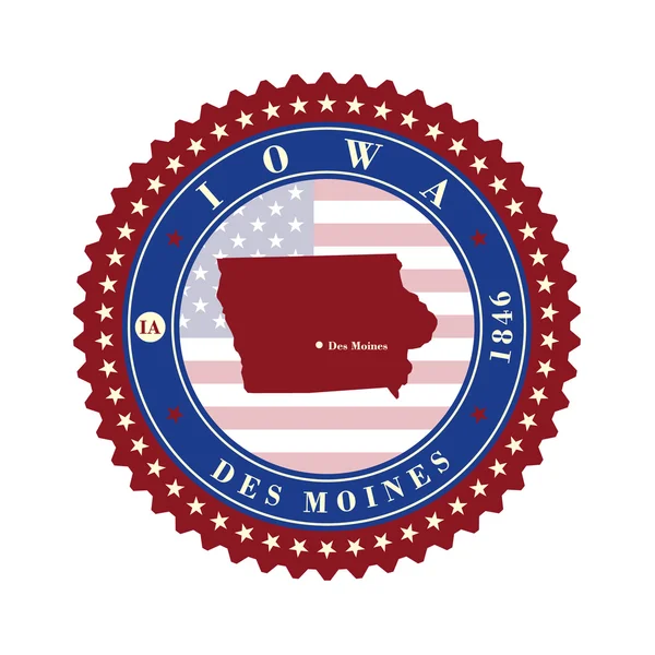 Etiquetas tarjetas adhesivas del estado de Iowa EE.UU. . — Vector de stock