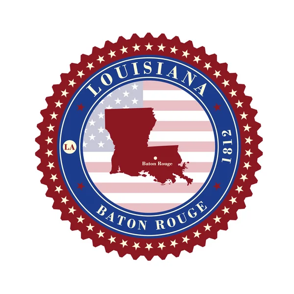 Aufkleberkarten des Staates Louisiana USA — Stockvektor