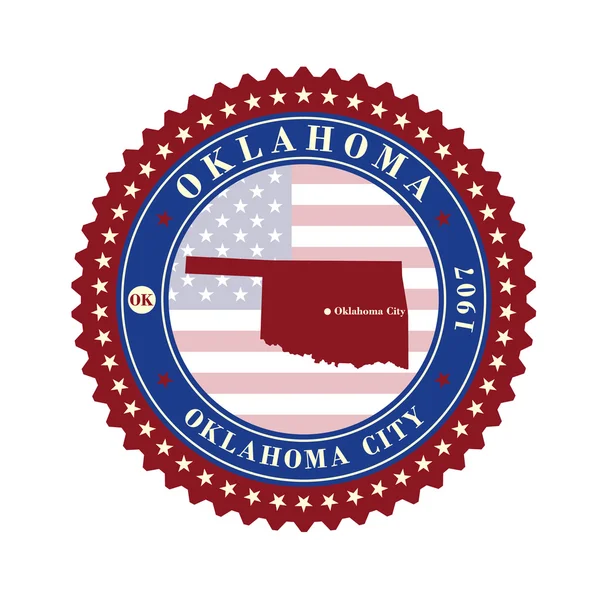 Etichetta adesivi carte di stato Oklahoma USA . — Vettoriale Stock