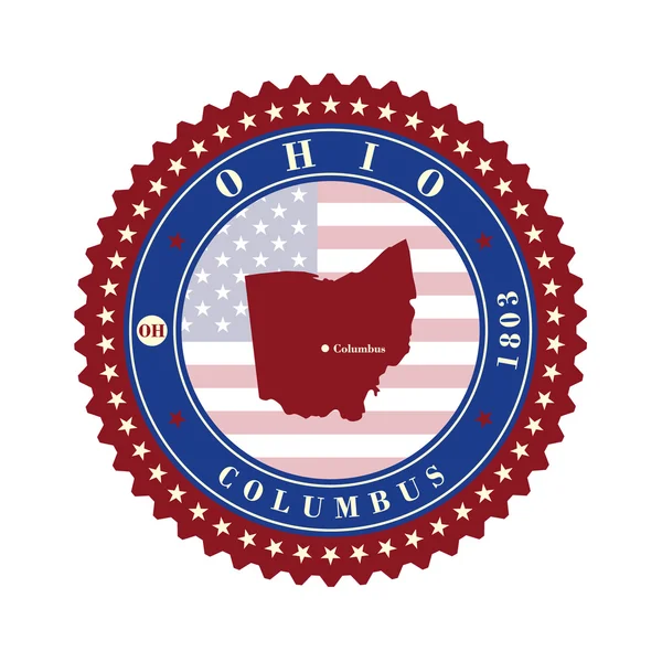 Etichetta adesivi carte di Stato Ohio USA — Vettoriale Stock