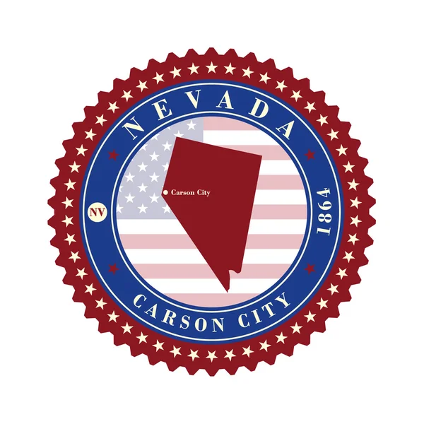 Etiqueta cartões adesivos de Estado Nevada EUA . — Vetor de Stock