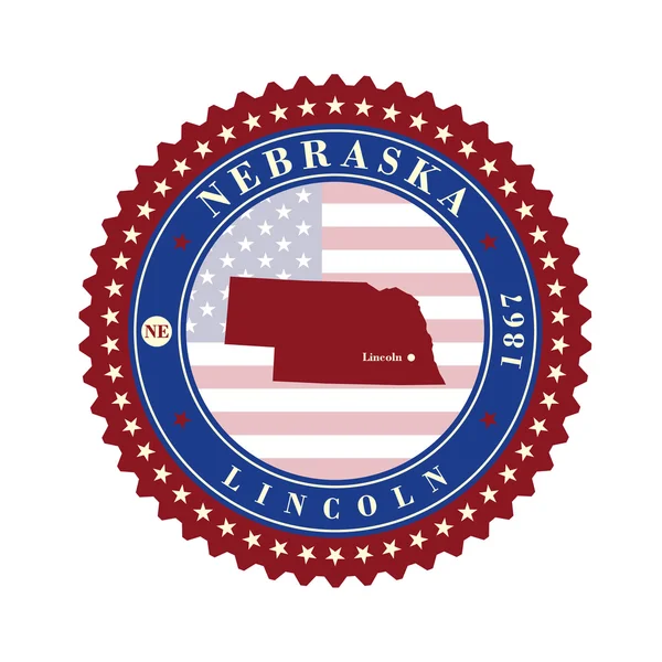 Tarjetas adhesivas de etiqueta de State Nebraska USA — Vector de stock