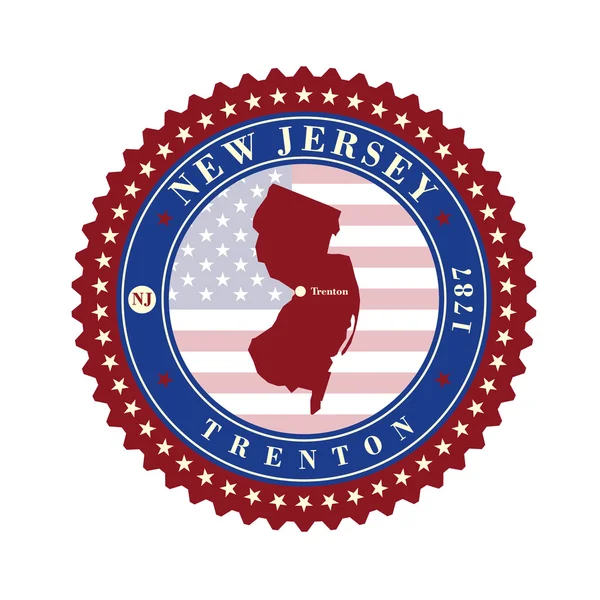 Label  sticker cards of State New Jersey  USA. — Stock Vector