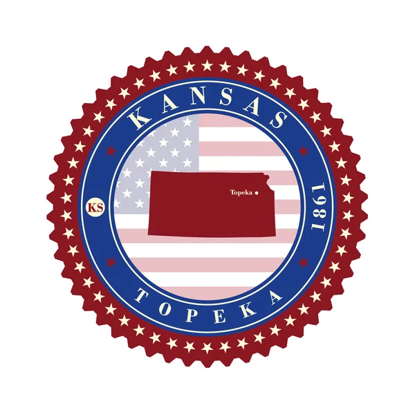 Tarjetas adhesivas de etiqueta de State Kansas USA . — Archivo Imágenes Vectoriales