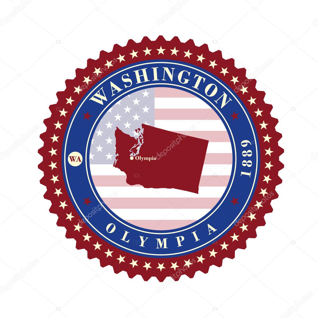 Label sticker cards of State Washington USA. 