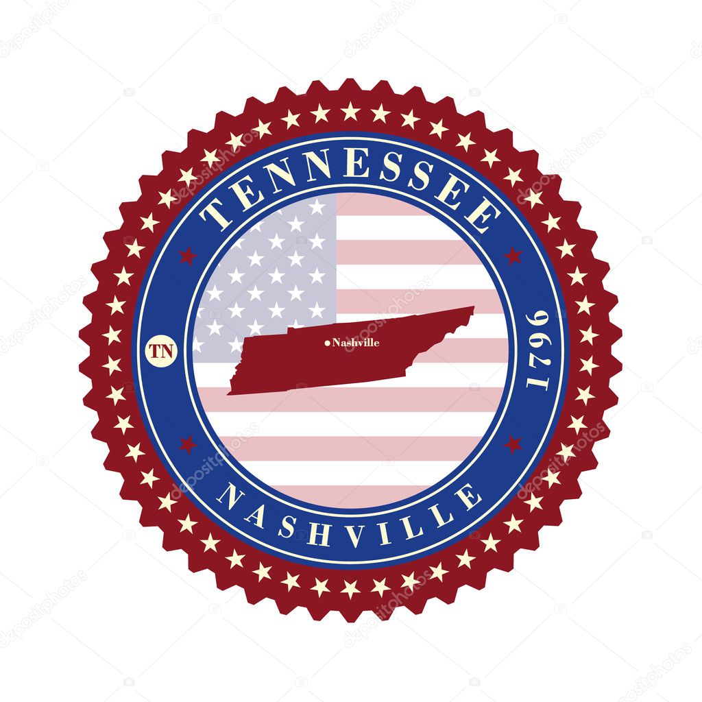 Label sticker cards of State Tennessee USA