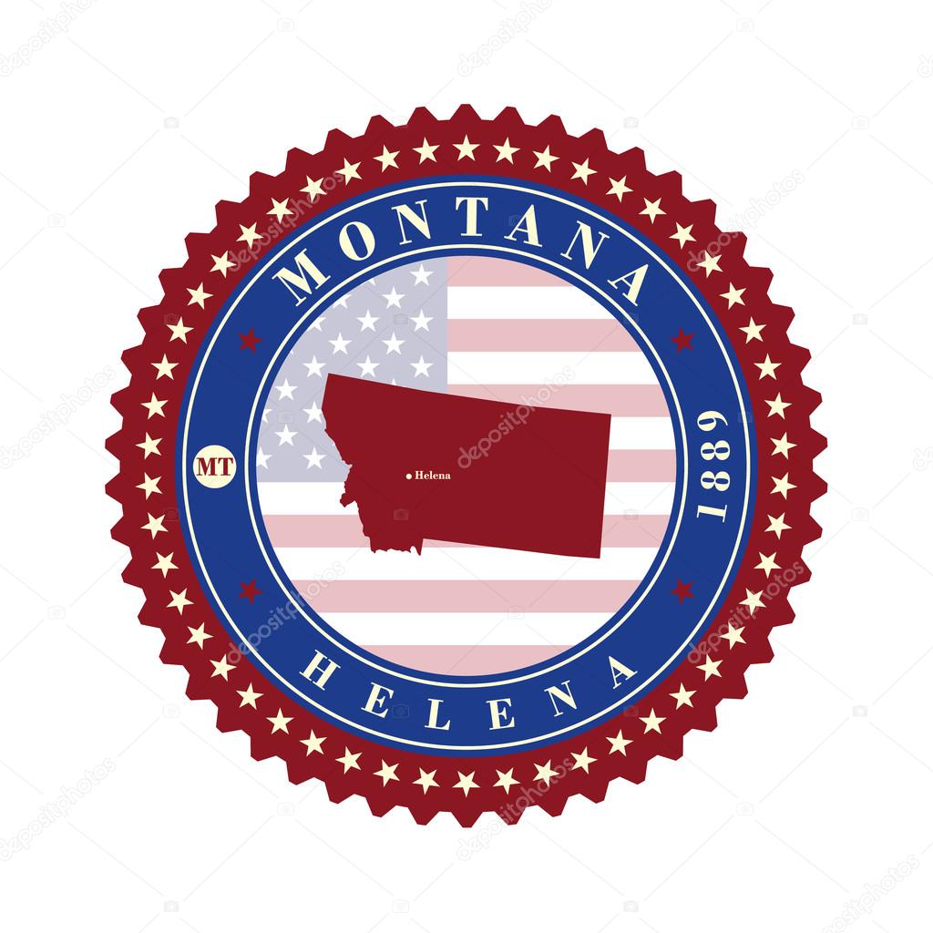 Label sticker cards of State Montana USA.