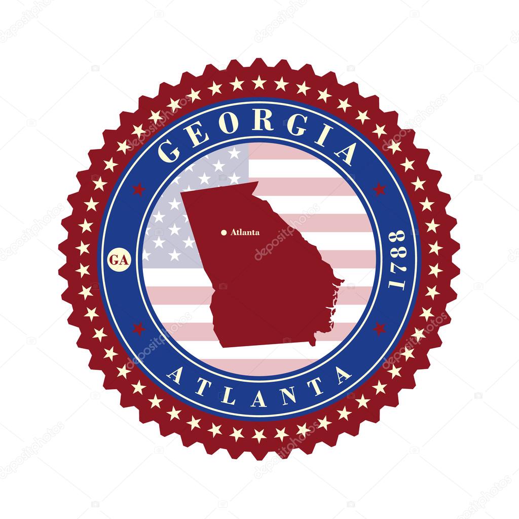 Label sticker cards of State Georgia USA