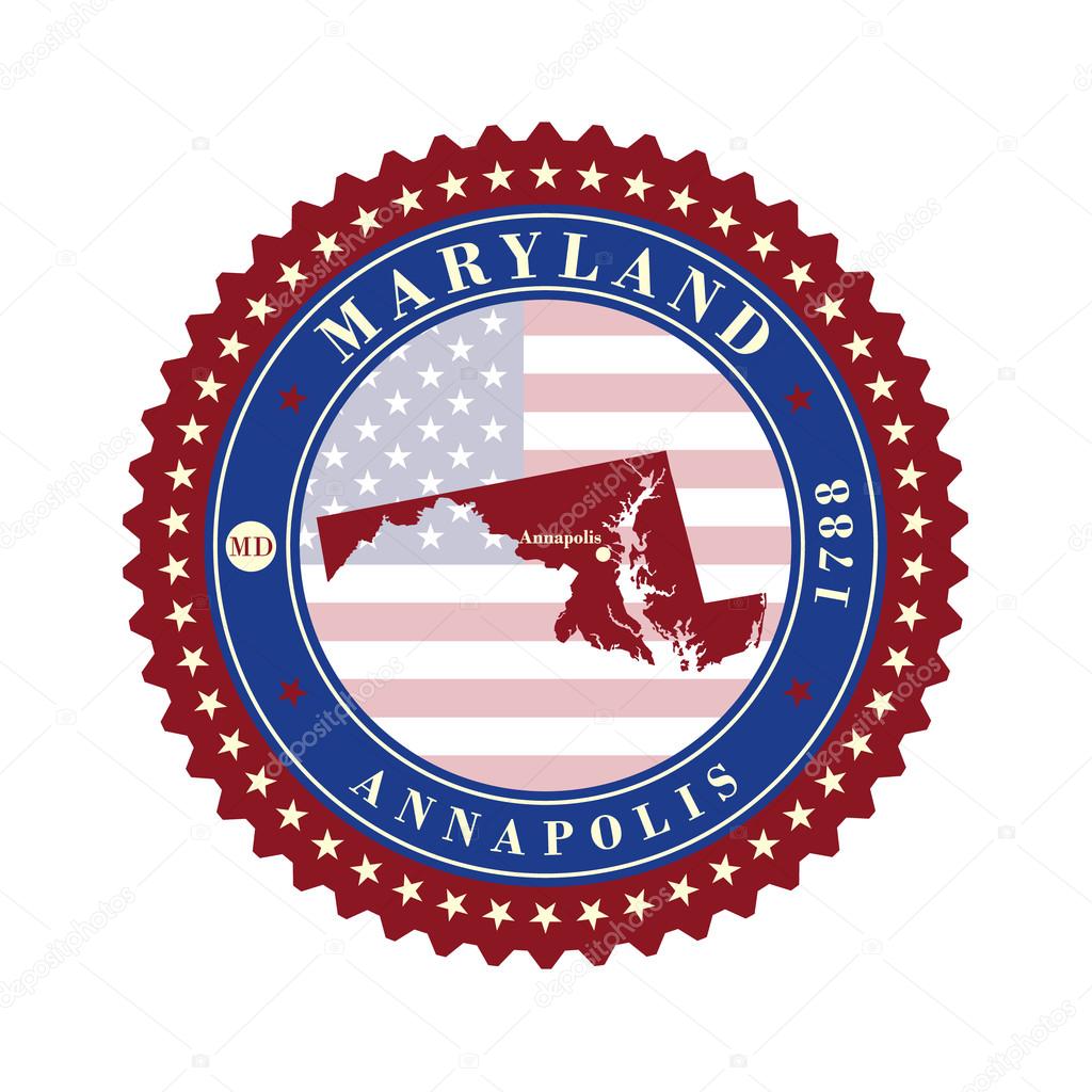 Label  sticker cards of State Maryland  USA