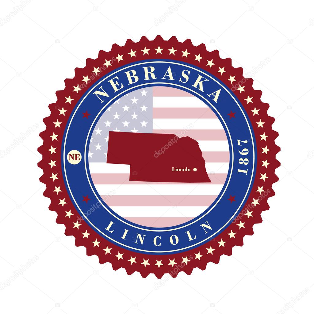 Label sticker cards of State Nebraska USA