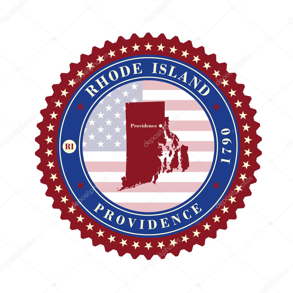 Label  sticker cards of State Rhode Island  USA