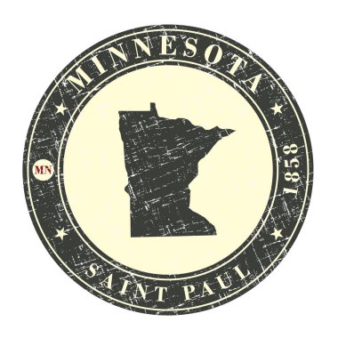 Vintage damga ile Minnesota Haritası