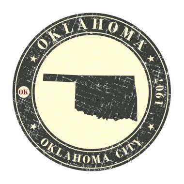 Vintage damga ile Oklahoma Haritası