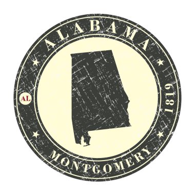 Vintage damga ile Alabama Haritası