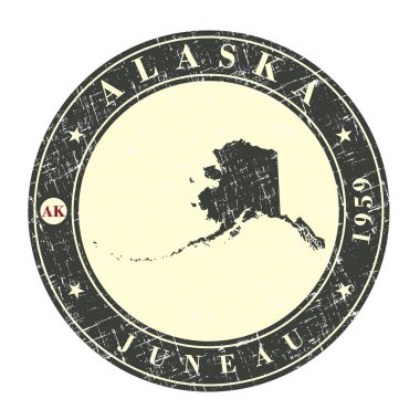 Vintage damga ile Alaska Haritası