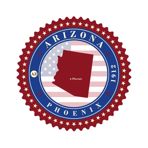 Etiqueta cartões adesivos de Estado Arizona EUA — Vetor de Stock