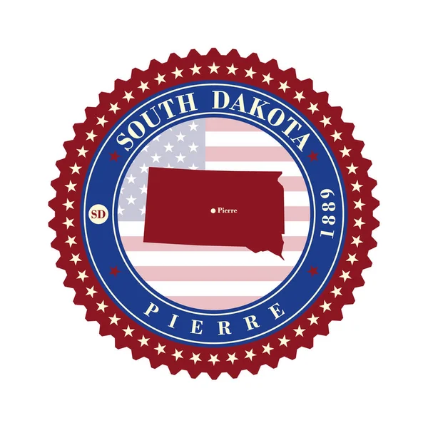 Label sticker cards of State South Dakota  USA. — Stock Vector