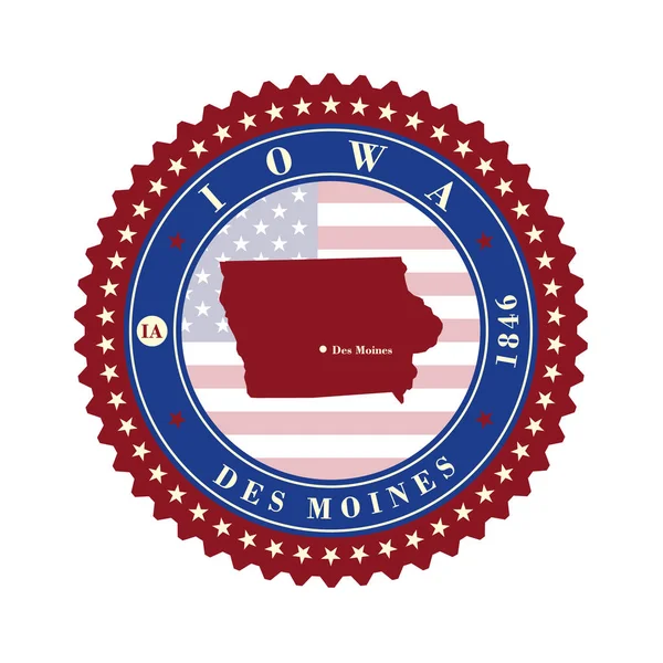 Cartes autocollantes d'étiquette de State Iowa USA . — Image vectorielle