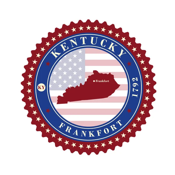 Etiqueta cartões de adesivo de Estado Kentucky EUA — Vetor de Stock