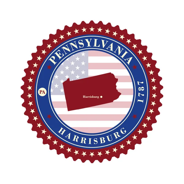 Наклейки на этикетки штата Пенсильвания США — стоковый вектор