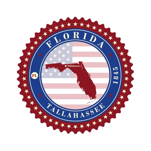 Etiquetas tarjetas adhesivas de Estado Florida EE.UU. — Vector de stock