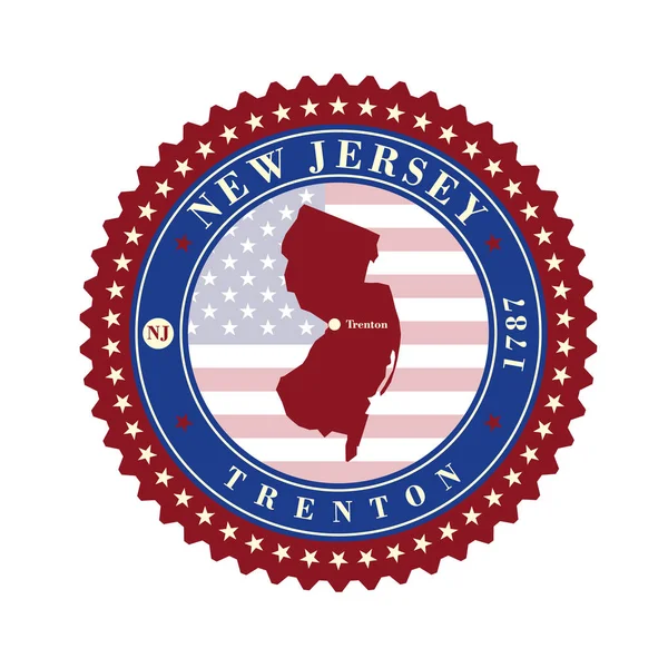 Ετικέτα αυτοκόλλητα χαρτιά του State New Jersey ΗΠΑ. — Διανυσματικό Αρχείο