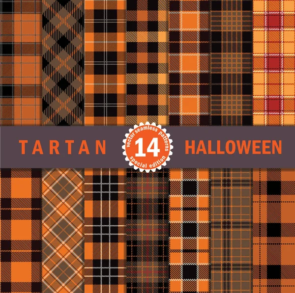 On dört Halloween Tartan Seamless Modeli — Stok Vektör