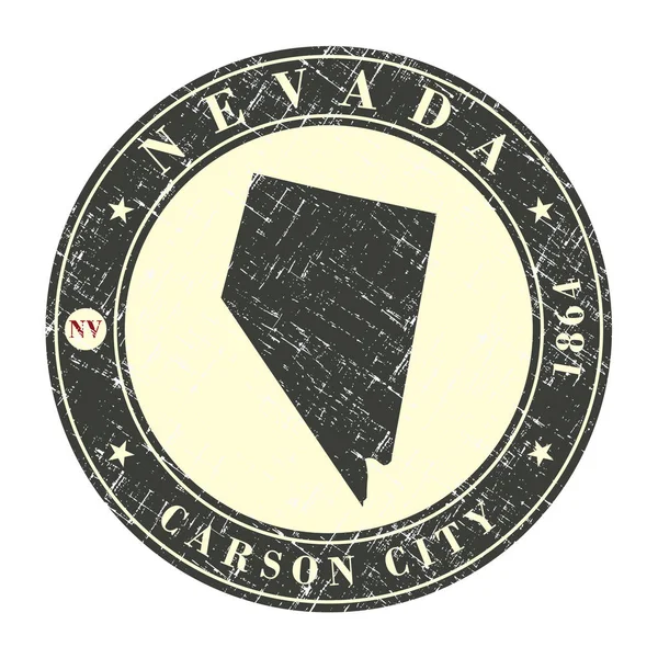 Винтажная марка с картой Невады — стоковый вектор