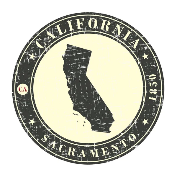 Vintage razítko s mapou z Kalifornie — Stockový vektor