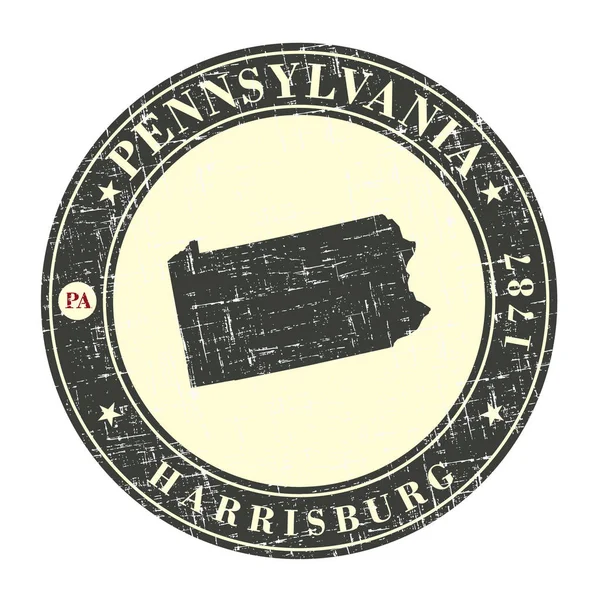Винтажная марка с картой Пенсильвании — стоковый вектор