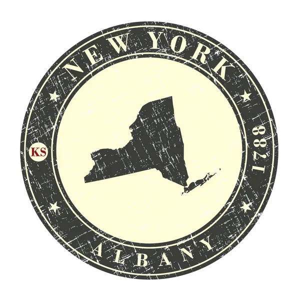 Vintage bélyegzője megjelenítése New York térképén — Stock Vector