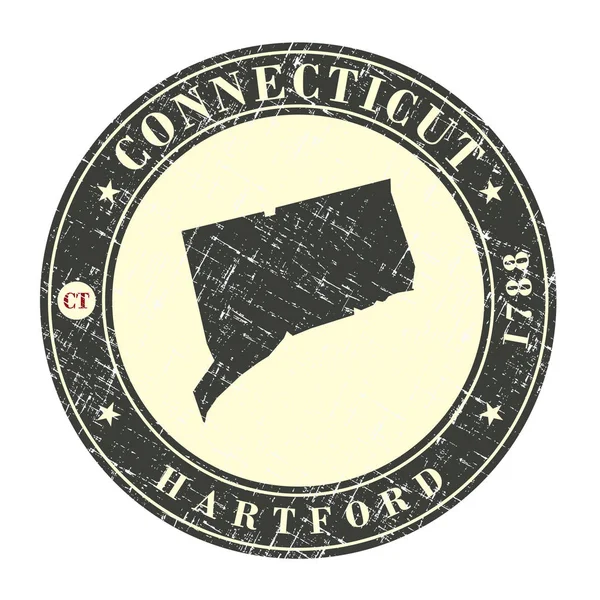 Selo vintage com mapa de Connecticut —  Vetores de Stock