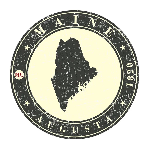 Selo vintage com mapa de Maine —  Vetores de Stock