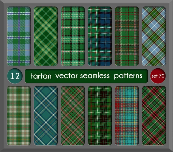 Set en fondo de patrón sin costura de tartán verde — Vector de stock