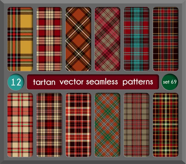 Set en fondo de patrón sin costura de tartán rojo — Archivo Imágenes Vectoriales