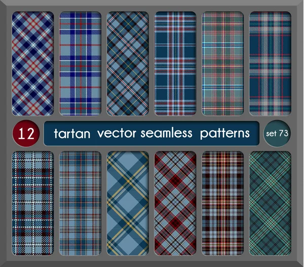 Set en fondo de patrón sin costura de tartán azul — Vector de stock