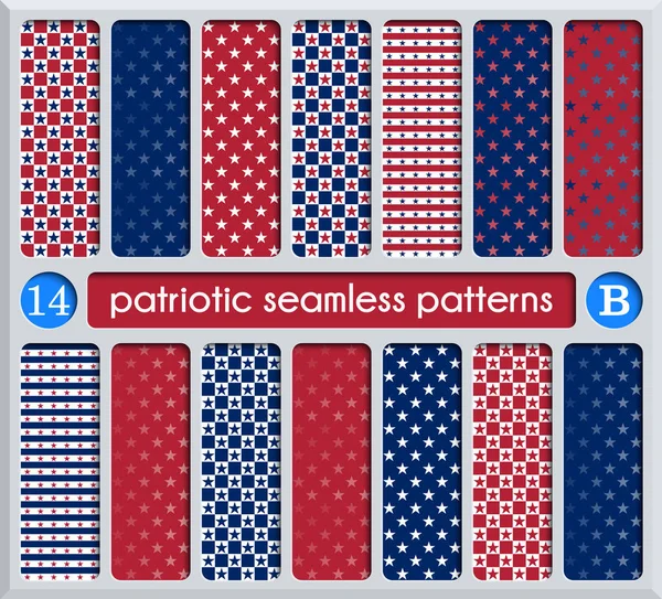 Patriotisches Set aus weißen, blauen, roten nahtlosen Mustern — Stockvektor