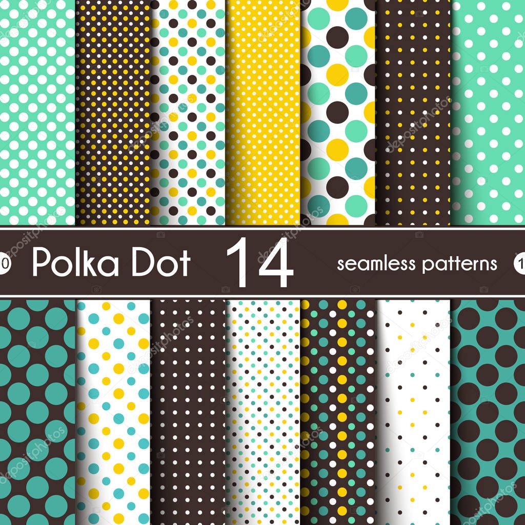 14 Different Round Shape Vector Seamless Patterns.