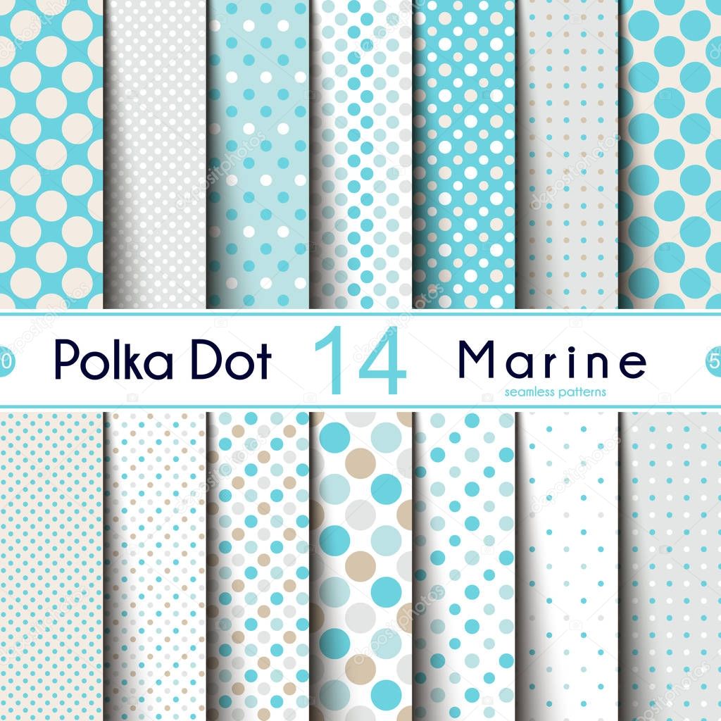 Fourteen  Different Round Shape Polka Dot on the Marine
