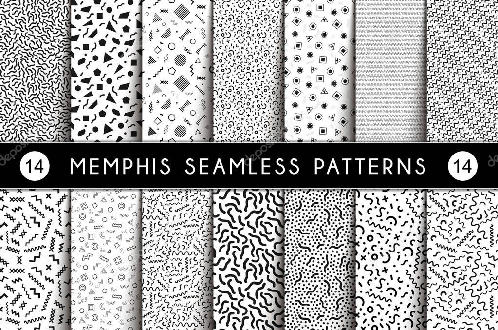 Collection of Swatches Memphis Seamless Pattern