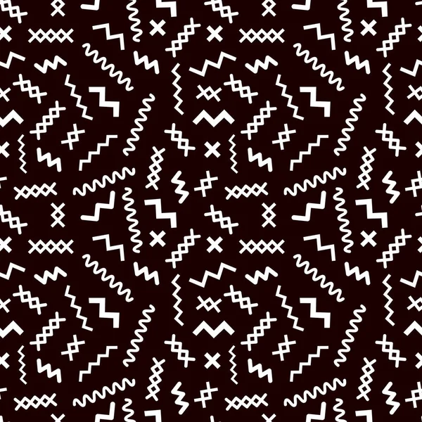 Memphis-Stil nahtloses Muster auf schwarzem Hintergrund — Stockvektor