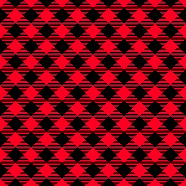 Patrón clásico de madera a cuadros en rojo y negro . — Vector de stock