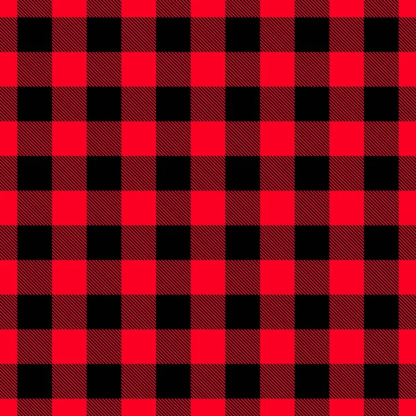 Klassiska Lumberjack rutigt mönster i rött och svart. — Stock vektor