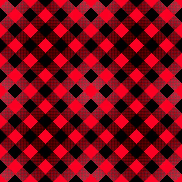 Patrón clásico de madera a cuadros en rojo y negro . — Vector de stock