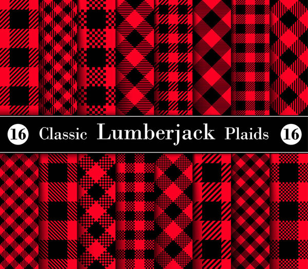 Classic Set Lumberjack Plaid Pattern in Red and Black