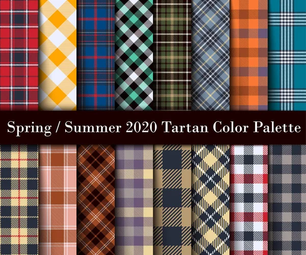 Paleta de colores Tartán Primavera / Verano 2020 . — Vector de stock